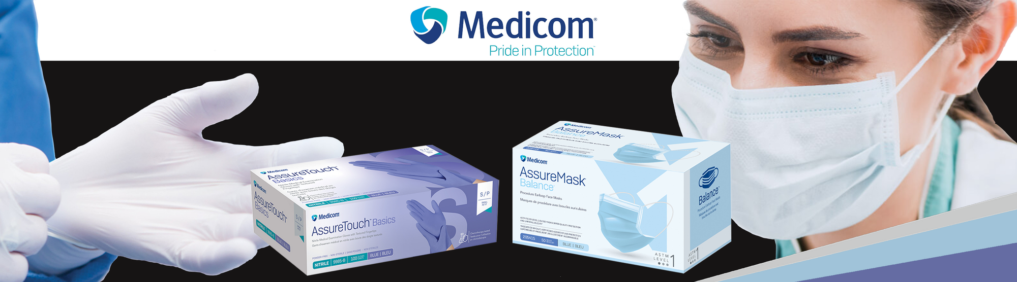 Medicom Canada Gloves, Masks and PPE Products available from DBiomed banner