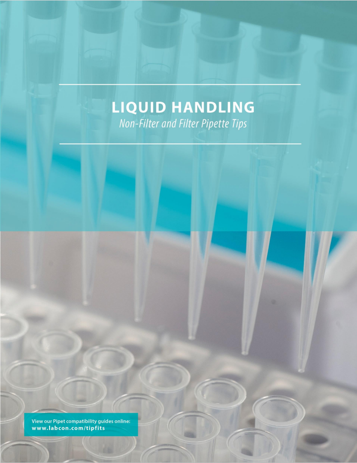 Liquid handling products including pipette (pipet) tips, filter and non-filter information graphic including types, formats and variants