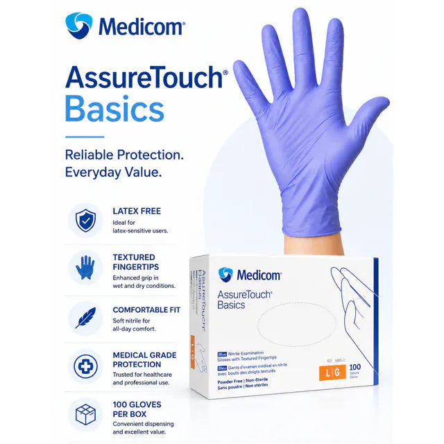 Medicom AssureTouch™ Basics, Thin Nitrile Gloves Medicom AssureTouch™ Basics, Thin Nitrile Gloves Medicom